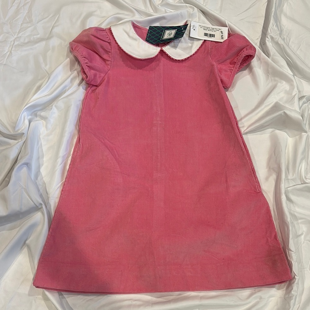 Pink Corduroy Dress with White Collar